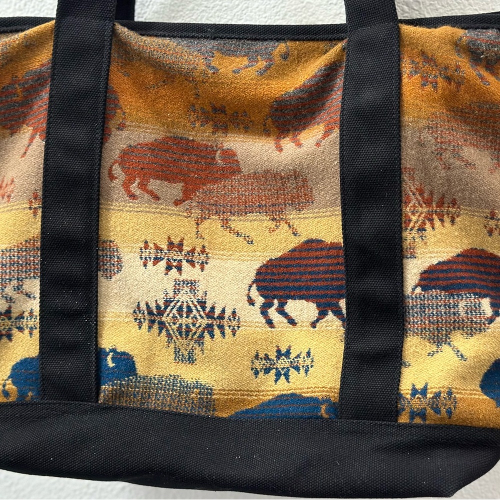 Pendleton PRAIRIE RUSH HOUR Large Tote Shopper Wool Brown Buffalo Made in USA